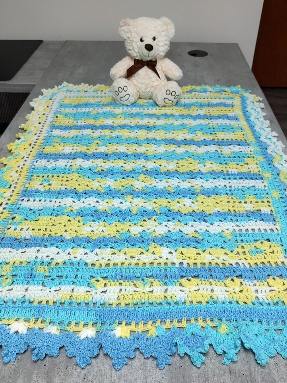 Sweet Dreams Handmade Crocheted Baby Blanket in Lemon Swirl